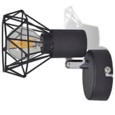 shumee 2 černá industriální nástěnná svítidla, drátěná stínítka + LED žárovky