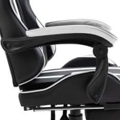 Greatstore Herní židle s podnožkou bílá umělá kůže