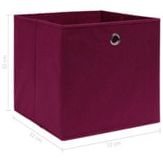 shumee Úložné boxy 4 ks tmavě červené 32 x 32 x 32 cm textil