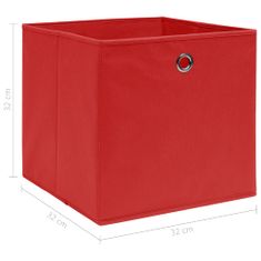 Greatstore Úložné boxy 4 ks červené 32 x 32 x 32 cm textil