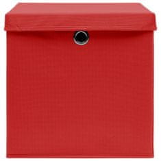 Greatstore Úložné boxy s víky 4 ks červené 32 x 32 x 32 cm textil