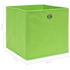 Greatstore Úložné boxy 4 ks zelené 32 x 32 x 32 cm textil