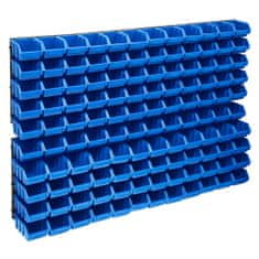 Greatstore 128dílná sada skladovacích zásobníků nástěnné panely modročerná