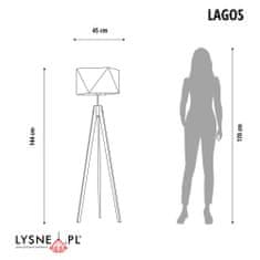 LYSNE.PL Moderní stojací lampa LAGOS dubový rám, cappuccino