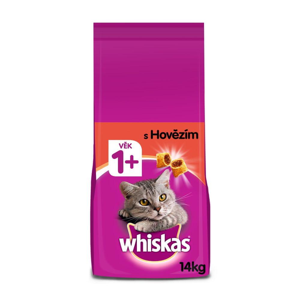Whiskas granule hovězí pro dospělé kočky 14 kg