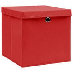 shumee Úložné boxy s víky 4 ks červené 32 x 32 x 32 cm textil