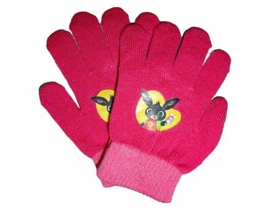 SETINO Dívčí tmavě růžové pletené rukavice s králíčkem Bingem