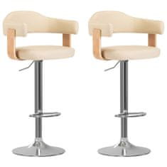 shumee Barové stoličky 2 ks krémové ohýbané dřevo a umělá kůže