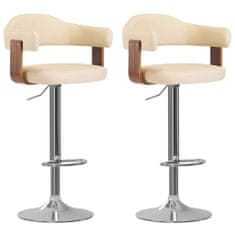Greatstore Barové stoličky 2 ks krémové ohýbané dřevo a umělá kůže