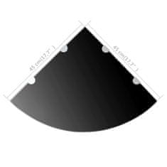 shumee Rohová police s chromovými podpěrami sklo černé 45x45 cm