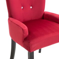 Vidaxl Jídelní židle s područkami červená samet