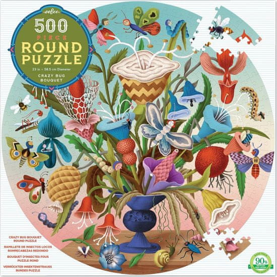 eeBoo  Kulaté puzzle Veselá kytice s broučky 500 dílků