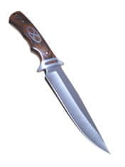 Turistický nůž 32 cm s dřevěnou rukojetí a pouzdrem T-942
