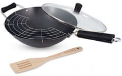 TWM Sada pánví wok 31 cm černá / stříbrná ocel 4 díly