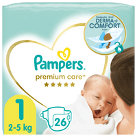 Pampers pleny premium care 1 newborn 2-5 kg 26 ks