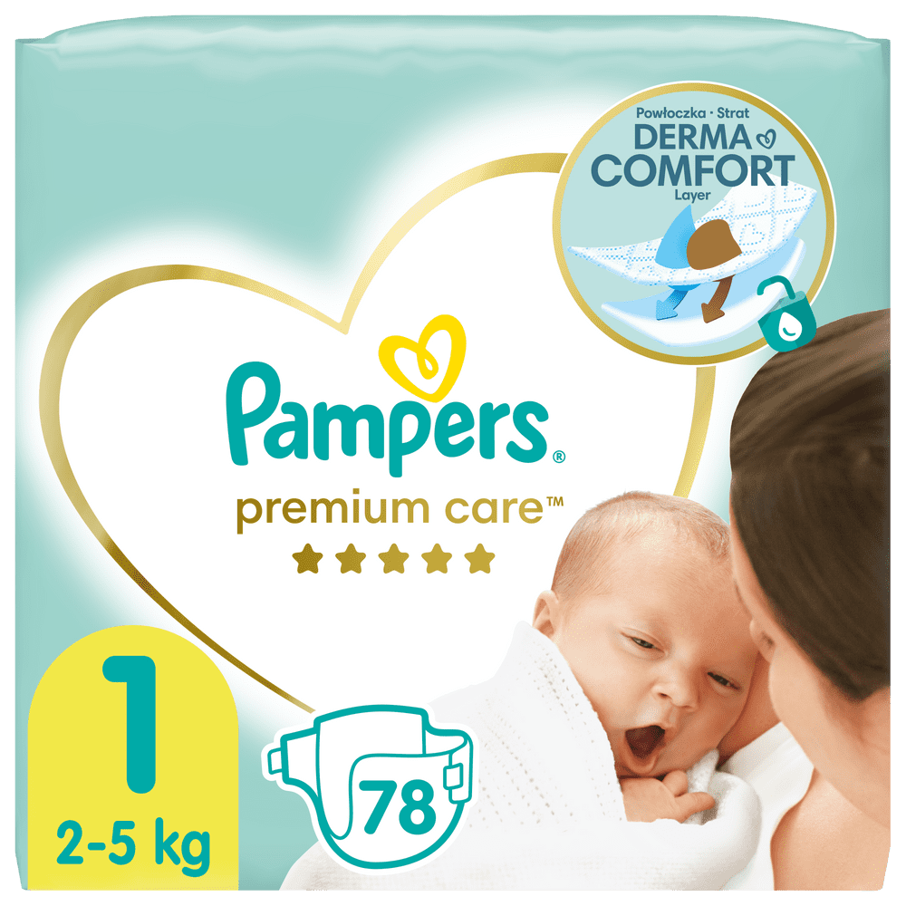 Pampers Plenky Premium Care 1 Newborn (2-5 kg) 78 ks