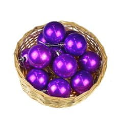 Dommio Vánoční koule v košíčku 12 ks, Ø5cm, fialová perleť