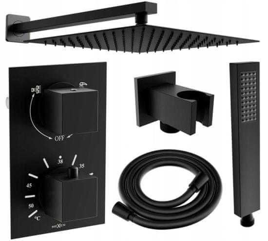 Mexen Cube dr02 podomítkový sprchový set + slim sprcha 30 cm, černý (77502DR0230-70)