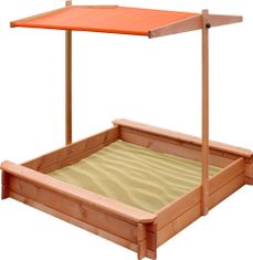 NEW BABY Dětské dřevěné pískoviště se stříškou 120x120 cm oranžové