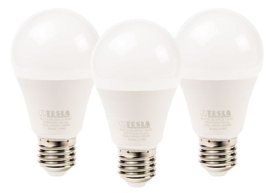 Tesla Lighting LED žárovka BULB E27, 11W, 230V, 1055lm, 25 000h, 3000K teplá bílá, 220° 3ks v balení - rozbaleno