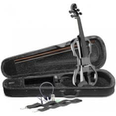 Stagg EVN X-4/4 MBK, elektrické housle s pouzdrem a sluchátky, černá metalíza