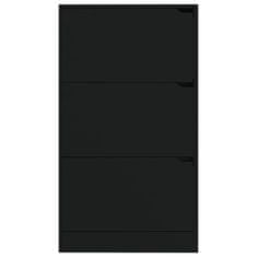 Greatstore Botník se 3 dvířky černý 59 x 24 x 105 cm dřevotříska