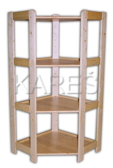 Kareš spol. s r.o. Dřevěný regál rohový 4 police 600 x 335 x 1275 mm (š x hl x v)