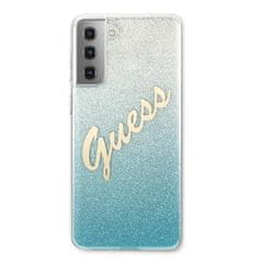 Guess GUHCS21MPCUGLSBL hard silikonové pouzdro Samsung Galaxy S21 PLUS 5G blue Glitter Gradient Script