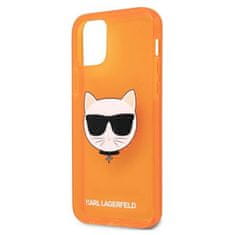 Karl Lagerfeld KLHCP12LCHTRO hard silikonové pouzdro iPhone 12 Pro Max 6.7" orange glitter Choupette fluo