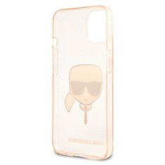 Karl Lagerfeld KLHCP13MKHTUGLGO hard silikonové pouzdro iPhone 13 6.1" gold Glitter Karl`s Head