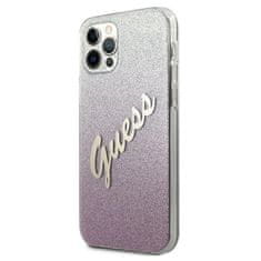 Guess GUHCP12MPCUGLSPI hard silikonové pouzdro iPhone 12 / 12 Pro 6,1" pink Glitter Gradient Script