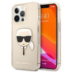 Karl Lagerfeld KLHCP13XKHTUGLGO hard silikonové pouzdro iPhone 13 Pro MAX 6.7" gold Glitter Karl`s Head