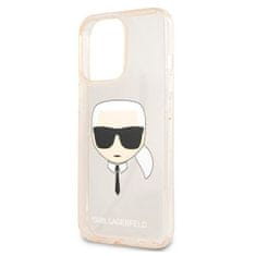 Karl Lagerfeld KLHCP13XKHTUGLGO hard silikonové pouzdro iPhone 13 Pro MAX 6.7" gold Glitter Karl`s Head
