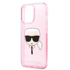 Karl Lagerfeld KLHCP13XKHTUGLP hard silikonové pouzdro iPhone 13 Pro MAX 6.7" pink Glitter Karl`s Head