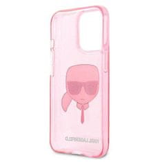 Karl Lagerfeld KLHCP13XKHTUGLP hard silikonové pouzdro iPhone 13 Pro MAX 6.7" pink Glitter Karl`s Head