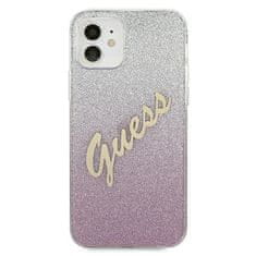 Guess GUHCP12SPCUGLSPI hard silikonové pouzdro iPhone 12 Mini 5.4" pink Glitter Gradient Script