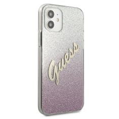 Guess GUHCP12SPCUGLSPI hard silikonové pouzdro iPhone 12 Mini 5.4" pink Glitter Gradient Script