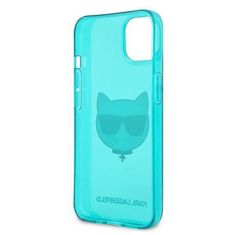 Karl Lagerfeld KLHCP13MCHTRB hard silikonové pouzdro iPhone 13 6.1" blue Glitter Choupette Fluo