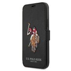U.S. Polo Assn. US Polo knížkové pouzdro na iPhone 12 Mini 5.4" Black Polo Embroidery