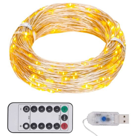 Greatstore Světelný řetěz s mikro LED 40 m 400 LED teplý bílý 8 funkcí