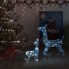 Greatstore Vánoční dekorace akrylová sobí rodina 160 LED diod studená bílá