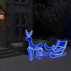 Greatstore Vánoční světelná dekorace vyplétaný sob se sáněmi 432 LED diod