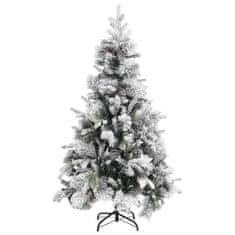 Greatstore Vánoční stromek se sněhem a šiškami 195 cm PVC a PE