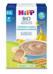 HiPP BIO Mléčná kaše na dobrou noc s banánem a suchary od uk. 4.-6. měsíce, 6 x 250g