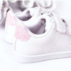 Dětská tenisová obuv na suchý zip bílo-růžová velikost 23