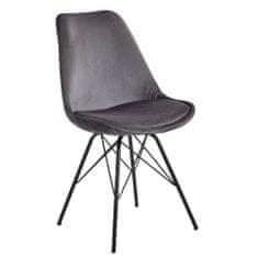 Bruxxi Jídelní židle Lina (SET 2 ks), samet, šedá