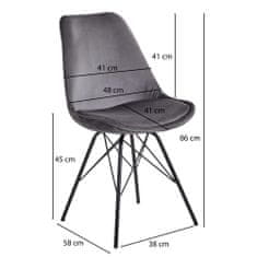 Bruxxi Jídelní židle Lina (SET 2 ks), samet, šedá