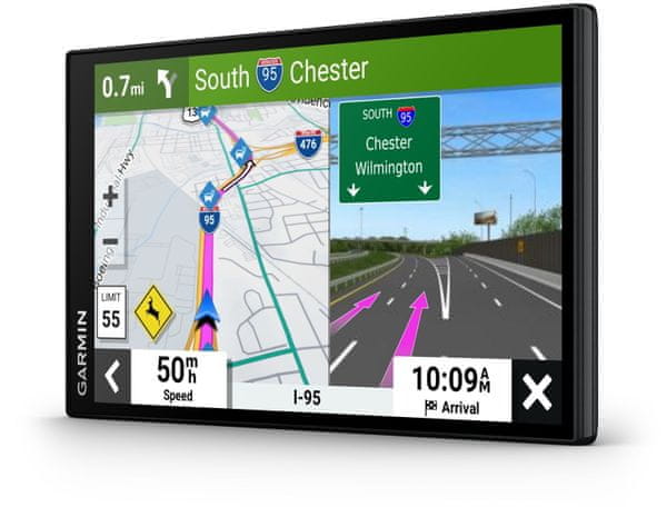 GPS navigace Garmin DriveSmart 76 MT-D EU 7palcový dotykový displej světové mapy rychlejší doživotní aktualizace map vysoké rozlišení učení návyků slot na paměťové karty microSD karta předpověď cíle jízdní návyky upozornění na sjezd a křižovatky držák výkonná navigace do auta výkonná automobilová navigace dlouhá výdž baterie