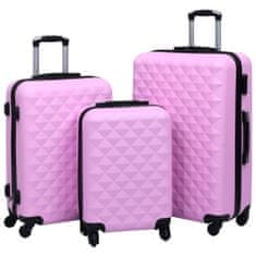 Greatstore Sada skořepinových kufrů na kolečkách 3 ks růžová ABS