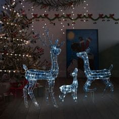 shumee Vánoční dekorace akrylová sobí rodina 300 LED diod studená bílá